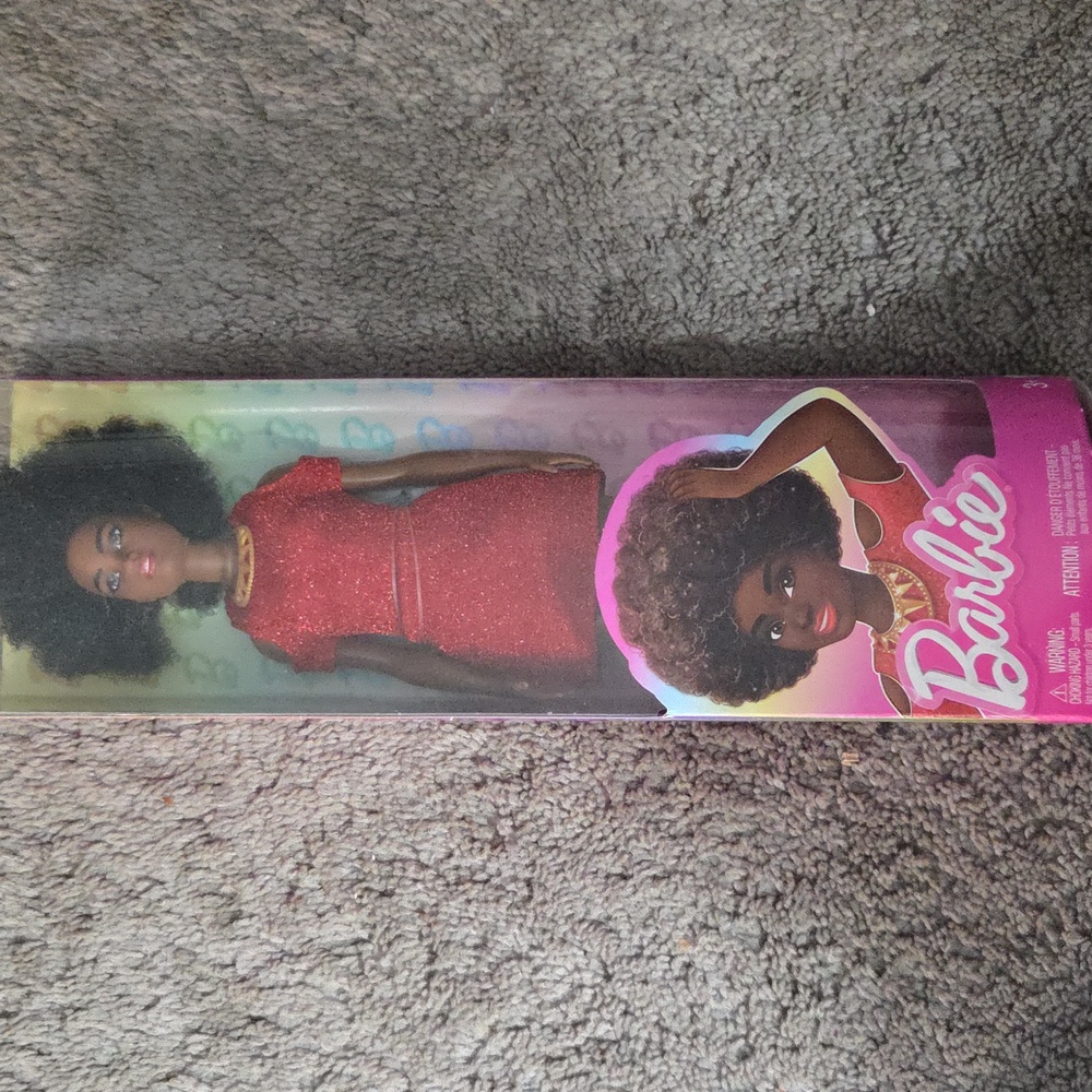 NEW Barbie Fashionistas Doll #221 Natural Afro Red Dress Mattel